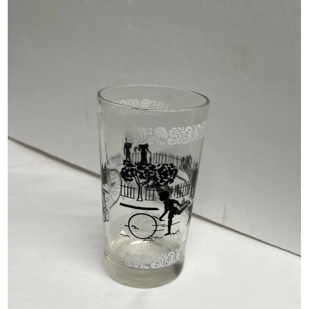 Vintage 1950s Glass Tumbler Gay Nineties Victorian High Wheel Bicycle 5.25